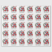 Baseball Christmas with Santa Claus Cadeaupapier (Vlak)