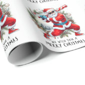 Baseball Christmas with Santa Claus Cadeaupapier (Rol Hoek)
