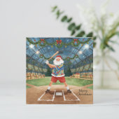 Baseball Christmas with Santa Claus Feestdagenkaart (Staand voorkant)