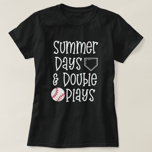 Baseball citeert mam T-shirt zomerdagen en dubbels (Design voorkant)