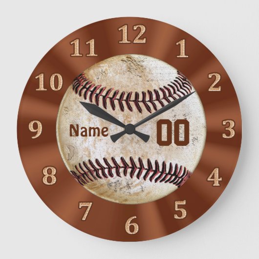 Baseball Clock JOUW NAAM & Jersey NUMBER Grote Klok (Voorkant)
