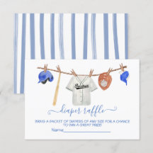 Baseball Clotheline Baby Showe Diaper Raffle-kaart