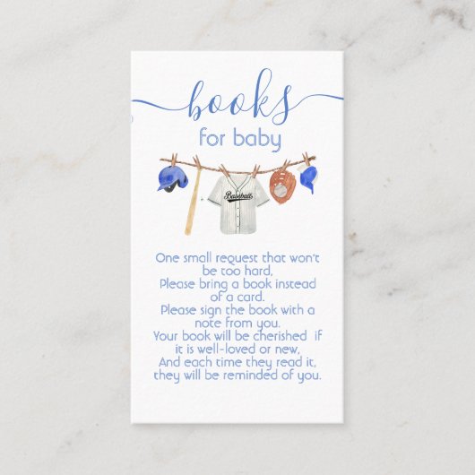 Baseball Clothesline Baby shower Books for baby Visitekaartje (Voorkant)