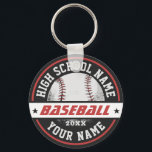 Baseball Club van de middelbare school Persoonlijk Sleutelhanger<br><div class="desc">Persoonlijke sportgeschenken en koopwaar voor schoolsportploeg. Alle teksten zijn bewerkbaar voor uw gelegenheid. De achtergrondkleur is editable gebruikend het ontwerphulpmiddel. Perfect souvenir voor schooltrainers en afgestudeerde senioren,  die ook fantastische atleten zijn.</div>