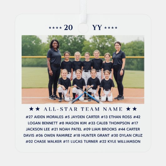 Baseball Coach Appreciation Team Photo Keepsake Metalen Ornament (Achterkant)