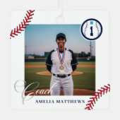 Baseball Coach Appreciation Team Photo Keepsake Metalen Ornament (Voorkant)