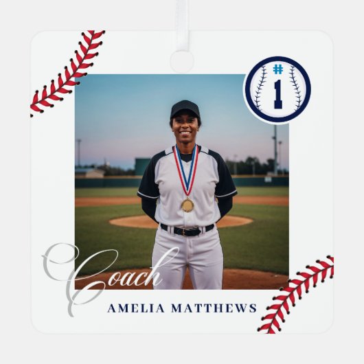 Baseball Coach Appreciation Team Photo Keepsake Metalen Ornament (Voorkant)