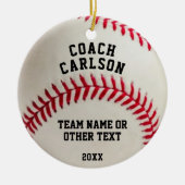 Baseball Coach Ball Stitching Foto gepersonaliseer Keramisch Ornament (Voorkant)