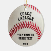 Baseball Coach Ball Stitching Foto gepersonaliseer Keramisch Ornament (Links)
