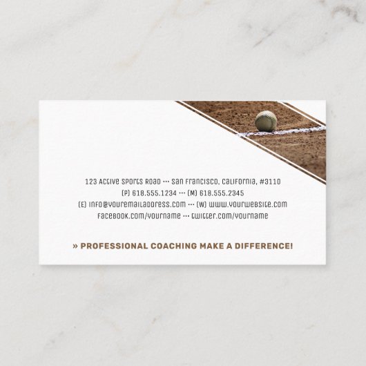 Baseball Coach | Baseball Field Visitekaartje (Achterkant)