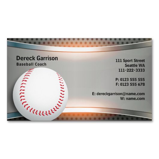 Baseball Coach | Beroepsbeoefenaars Magnetisch Visitekaartje (Voorkant)