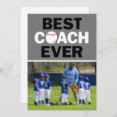 Baseball Coach Best Ever Custom Foto Hartelijk dan Bedankkaart (Voorkant / Achterkant)