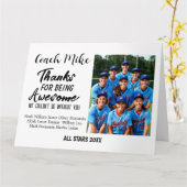 Baseball coach cadeau einde seizoen kaart (Gele Bloem)