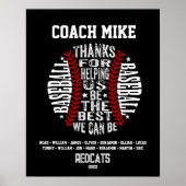 Baseball coach cadeau einde seizoen poster (Voorkant)
