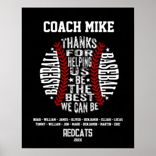 Baseball coach cadeau einde seizoen poster