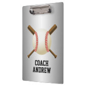 Baseball Coach Crossed Bats & Ball Metallic Klembord (Links)