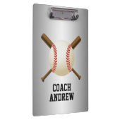 Baseball Coach Crossed Bats & Ball Metallic Klembord (Rechts)