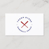 Baseball Coach Crossed Bats Blue Red Visitekaartje (Voorkant)