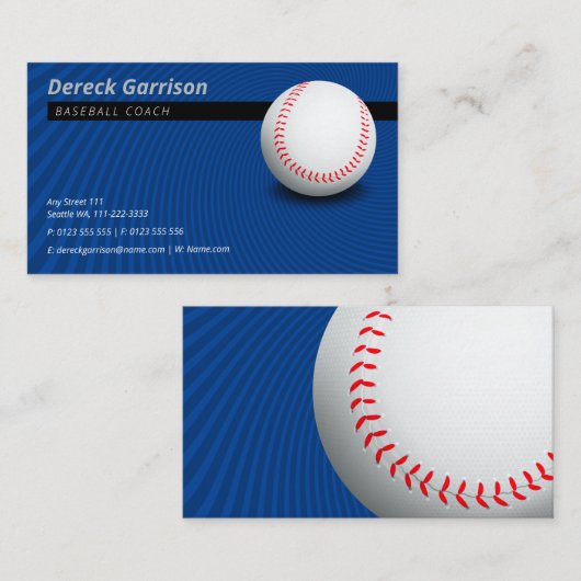 Baseball Coach | Deep Blue Visitekaartje (Voorkant / Achterkant)