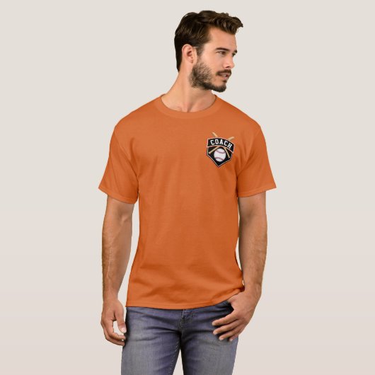 ⚾ Baseball Coach-Logo in Oranje en zwart T-shirt (Voorkant volledig)