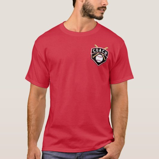 ⚾ Baseball Coach-Logo in rood en zwart T-shirt (Voorkant)