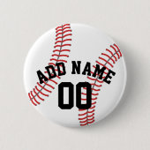 Baseball Coach - Modern Tekening Naam Nummer Ronde Button 5,7 Cm (Voorkant)