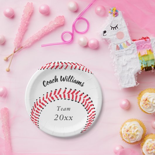 Baseball Coach Naam team en jaar toevoegen Papieren Bordje (Feest)