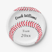 Baseball Coach Naam team en jaar toevoegen Papieren Bordje (Voorkant)