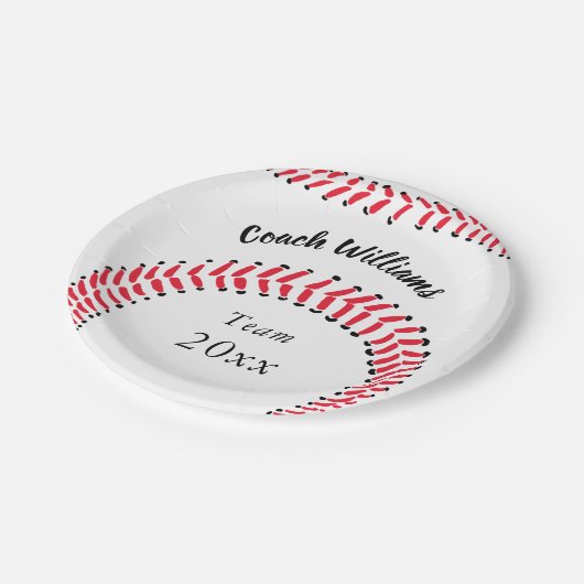 Baseball Coach Naam team en jaar toevoegen Papieren Bordje (Gekanteld)