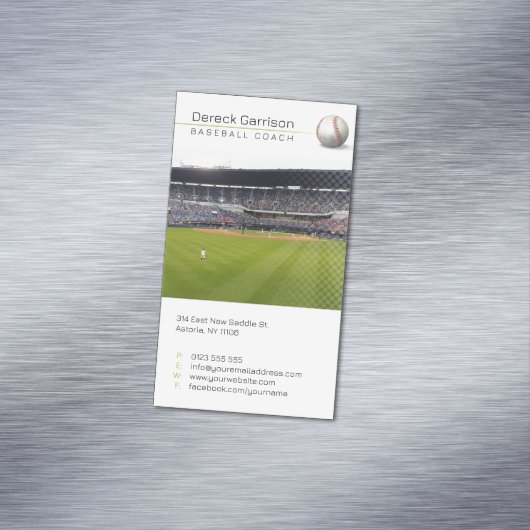 Baseball Coach | Player-foto Magnetisch Visitekaartje (Voorbeeld)