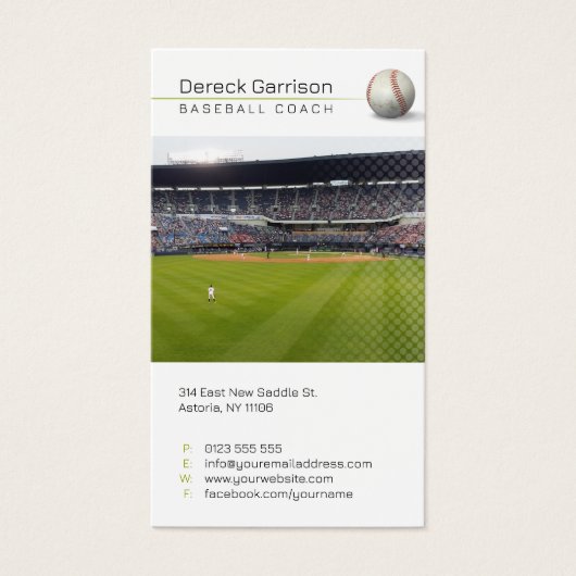 Baseball Coach | Player-foto Visitekaartje (Voorkant)