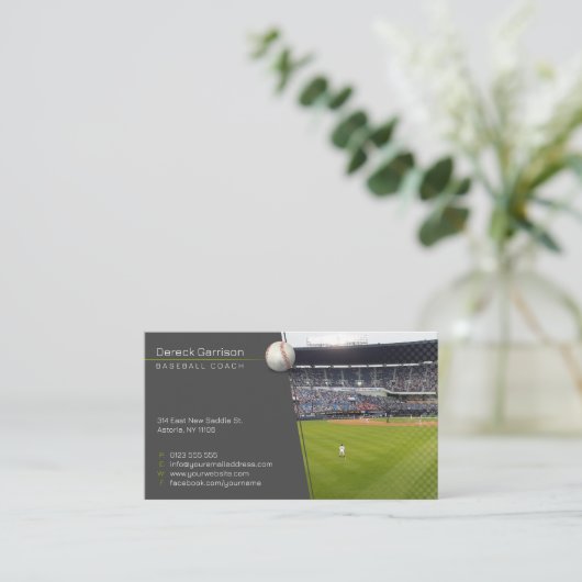 Baseball Coach | Player-foto Visitekaartje (Staand voorkant)