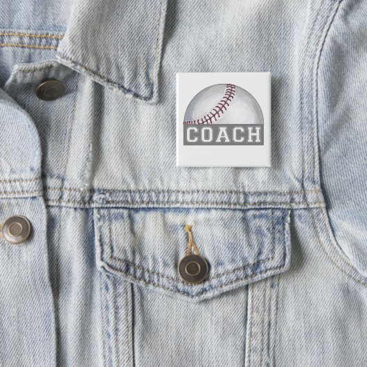 Baseball Coach Vierkante Button 5,1 Cm