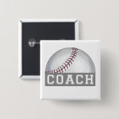 Baseball Coach Vierkante Button 5,1 Cm (Voorkant /achterkant)