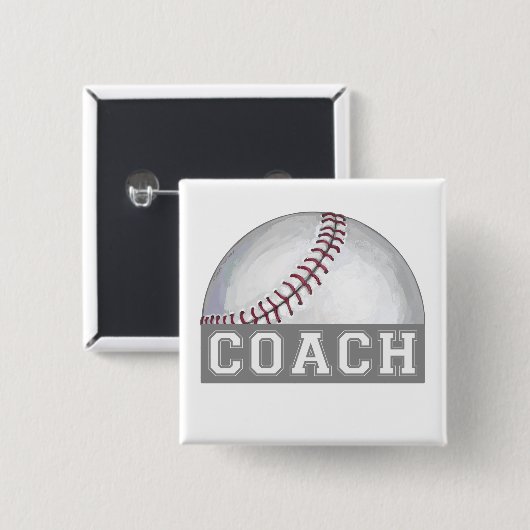 Baseball Coach Vierkante Button 5,1 Cm (Voorkant /achterkant)