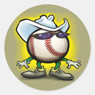 Baseball Cowboy Ronde Sticker