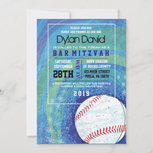 BASEBALL CRAZE Bar Bat Mitzvah Uitnodiging (Voorkant)