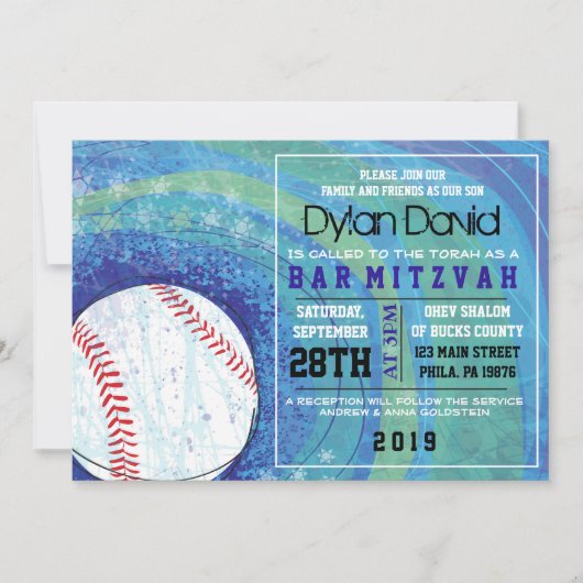 BASEBALL CRAZE Bar Bat Mitzvah Uitnodiging (Voorkant)