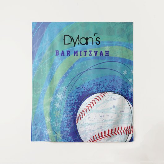BASEBALL CRAZE Bar Bat Mitzvah Uitnodiging Wandkleed (Voorkant)