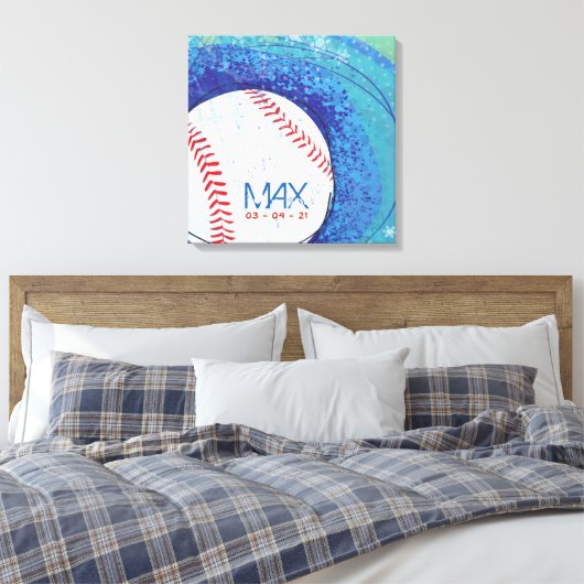 BASEBALL CRAZE Bar Mitzvah Sign-In Memory Board Canvas Afdruk (Insitu (Slaapkamer))