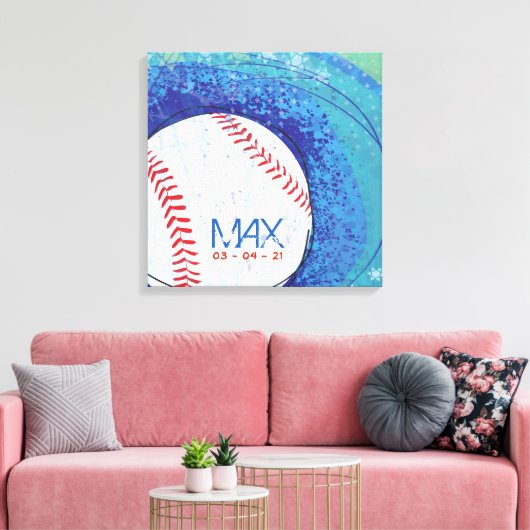 BASEBALL CRAZE Bar Mitzvah Sign-In Memory Board Canvas Afdruk (Insitu (Woonkamer))