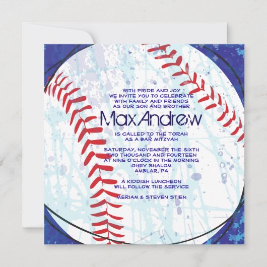 BASEBALL CRAZE Round Bar Bat Mitzvah Uitnodiging (Voorkant)
