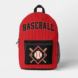 Baseball Crest Rood Zwart Pinstripe Rugzak