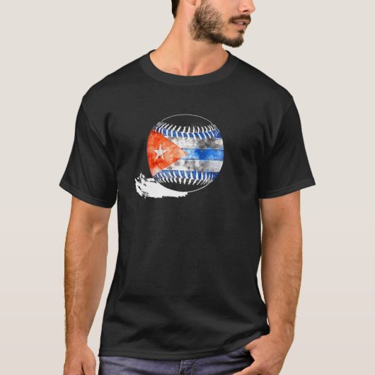  Baseball Cuba Flag Cubaanse Pride T-shirt (Voorkant)