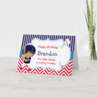 Baseball Cute African American Boy Birthday