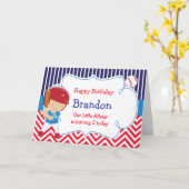 Baseball Cute Blonde Boy Birthday Party Kaart (Gele Bloem)