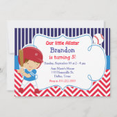 Baseball Cute Brunette Boy Birthday Party Kaart (Voorkant)