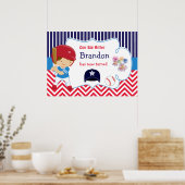 Baseball Cute Brunette Hair Boy Birthday Poster (Keuken)