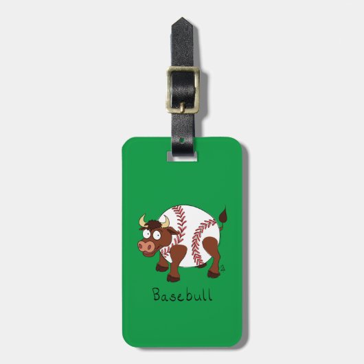 Baseball Cute Kinder Cartoon Bull Bagagelabel (Voorkant verticaal)