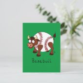 Baseball Cute Kinder Cartoon Bull Briefkaart (Staand voorkant)